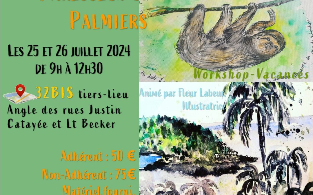 Atelier Aquarelle – Paresseux et Palmiers